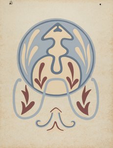 Wanddesign der Asistencia von San Antonio de Pala aus dem Portfolio "Dekorative Kunst von Spanisch-Kalifornien" von American 20th Century