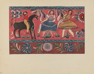Tafel 42: Bemaltes Truhendesign: Aus dem Portfolio "Spanische Kolonialdesigns von New Mexico" von American 20th Century