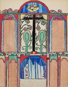 Tafel 5: Hauptaltar, Santa Cruz: Aus dem Portfolio "Spanische Kolonialdesigns von New Mexico" von American 20th Century