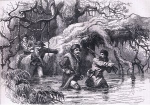 Clarke und seine Soldaten überqueren den Wabash, Illustration aus Cassells Geschichte der Vereinigten Staaten, veröffentlicht von Cassell, Petter & Galpin, ca. 1900 (Lithografie)