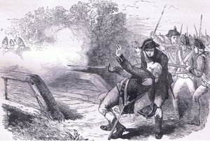 Tod von Isaac Davis, Illustration aus Cassells Geschichte der Vereinigten Staaten, veröffentlicht von Cassell, Petter & Galpin, ca. 1900 (Lithografie) von American English school
