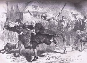 Flucht von Hutchinson vor den Aufständischen 1766, Illustration aus Cassells Geschichte der Vereinigten Staaten, veröffentlicht von Cassell, Petter & Galpin, ca. 1900 von American English school