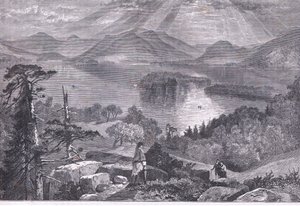 Long Island, Lake George, Illustration aus Cassells Geschichte der Vereinigten Staaten, veröffentlicht von Cassell, Petter & Galpin, ca. 1900 (Litho) von American English school