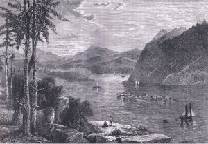 Die Hudson Highlands (Illustration aus Cassells Geschichte der Vereinigten Staaten) von American English school