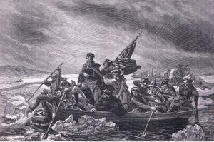 Washington überquert den Delaware, Illustration aus Cassells Geschichte der Vereinigten Staaten, veröffentlicht von Cassell, Petter & Galpin, ca. 1900 (Lithografie)