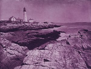 Leuchtturm im Hafen von Portland, Maine (s/w Foto)