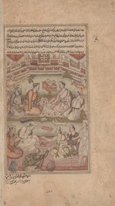 Hindu- und muslimische Gelehrte übersetzen das Mahabharata aus dem Sanskrit ins Persische, aus Razmnama (Buch des Krieges) ca. 1598-1599 von American Photographer