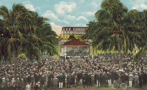 Miami, Florida, ca. 1925: Bibelklasse von Hon William J Bryan im Royal Palm Park