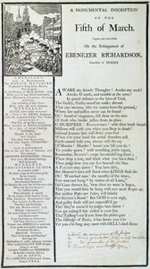 Eine monumentale Inschrift am 5. März 1772 von American School