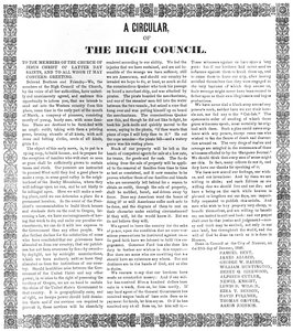 Ein Rundschreiben des Hohen Rates der Kirche Jesu Christi der Heiligen der Letzten Tage, 1846 von American School