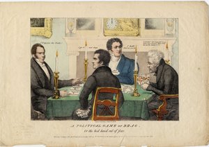 Ein politisches Spiel des Prahlens oder die beste Hand von vier von American School