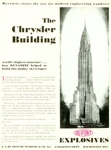 Werbung mit dem Chrysler Building, aus dem DuPont Magazin, Mai 1930 von American School
