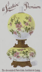 Werbung für Larkin Premium dekorierte Porzellan-Jardiniere-Lampen von American School