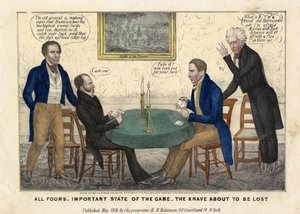 Alle Viere: Wichtiger Stand des Spiels - der Bube kurz vor dem Verlust, 1836 von American School