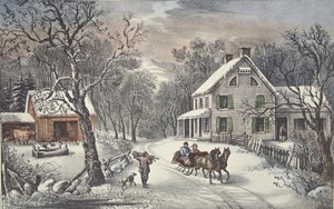 Amerikanische Heimstätte - Winter, veröffentlicht 1868, Currier & Ives