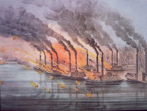 Gepanzerte Kanonenboote unter dem Kommando von US-Flaggoffizier Andrew Foote, 6. Februar 1862 von American School