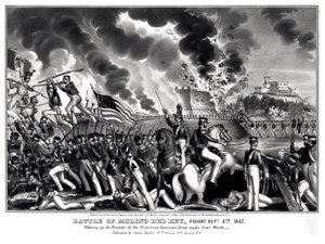 Schlacht von Molino del Rey, gekämpft am 8. September 1847, veröffentlicht von James Baillie, 1848 von American School