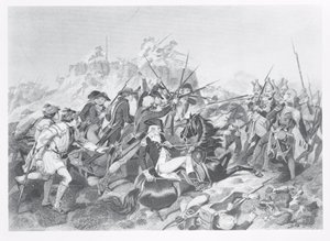 Schlacht von Saratoga - General Arnold verwundet beim Angriff auf das hessische Redoubt, 17. Oktober 1777