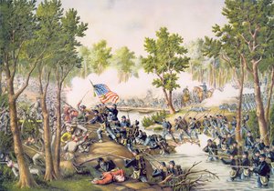 Schlacht von Spottsylvania, Mai 1864, graviert von Kurz & Allison von American School