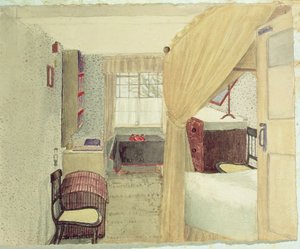 Schlafzimmerinterieur in Albany, New York, 1861 von American School