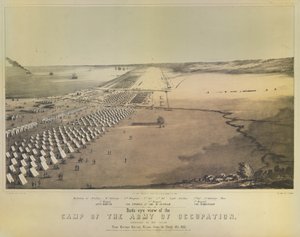 Vogelperspektive des Lagers der Besatzungsarmee, gedruckt von G & W Endicott, New York, 1847