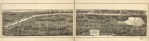 Vogelperspektive auf den Teil der 23. und 24. Bezirke der Stadt New York, westlich der New York und Harlem Railroad von American School