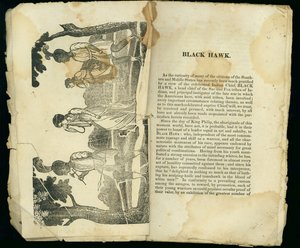 Black Hawk, aus Erzählung der Gefangenschaft und wunderbaren Flucht von Mrs. Jane Lewis, 1834 von American School
