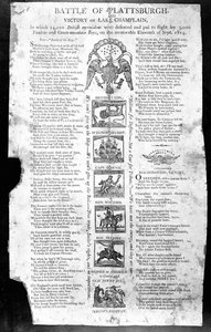 Flugblatt aus dem Krieg von 1812, mit der Schlacht von Plattsburgh und dem Sieg auf dem Lake Champlain