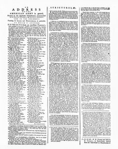 Flugblatt mit einer Ansprache an die amerikanische Armee, Salem, 1775