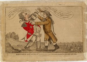Bruder Jonathan verabreicht John Bull ein wohltuendes Stärkungsmittel