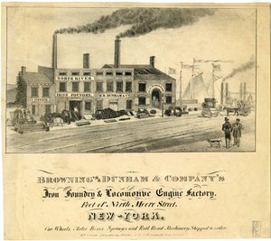 Brownings & Dunham & Companys Eisenhütte & Lokomotivfabrik, Fuß der North Moore Street, New-York von American School