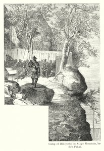 Lager von Hideyoshi auf dem Atago-Berg, vor Fukui (Gravur) von American School