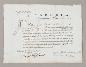 Scheck über drei Pfund und dreizehn Schilling an Joseph Williams, 13. November 1783 von American School