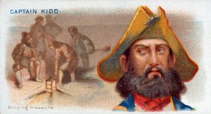 Zigarettenkarte Captain Kidd, vergräbt Schatz, pub. 1888 Farblithographie
