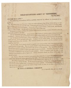 Rundschreiben zur Konstruktion und Befestigung von Schanzen, die von der Armee von Tennessee verwendet werden, 7. Juli 1864 von American School
