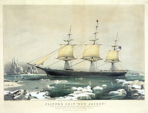 Klipperschiff Red Jacket im Eis vor Kap Hoorn, auf ihrer Passage von Australien nach Liverpool, August 1854, veröffentlicht von N. Currier, 1855 von American School