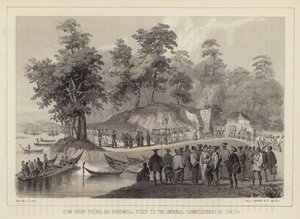 Commodore Perry verabschiedet sich von den kaiserlichen Kommissaren in Simoda, Japan von American School