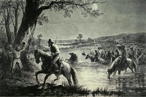 Konföderierten-Armee überquert Furten des Potomac River während der Invasion von Maryland im Jahr 1862 von American School