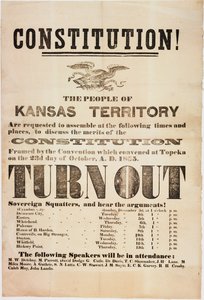 Verfassung! Die Menschen des Kansas-Territoriums werden gebeten, sich zu versammeln..., gedruckt von E. C. K. Garvey & Co., ca. 23. Oktober 1855