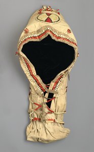 Wiegenbrett mit Stachelschweinborstenarbeit, hergestellt von den Arapaho, ca. 1870er Jahre von American School