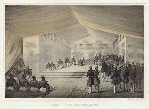 Überreichung des Präsidentenbriefes, Kurihama, Japan, 14. Juli 1853 von American School