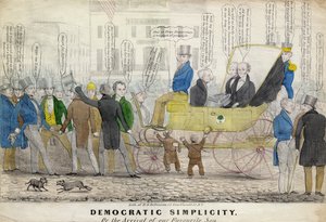 Demokratische Einfachheit, oder, Die Ankunft unseres Lieblingssohns, veröffentlicht von H R Robinson, New York, ca. 1839 von American School