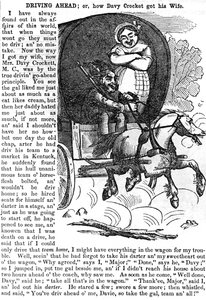 Vorwärts treiben oder wie Davy Crockett seine Frau bekam, aus Crocketts Almanack für 1856, veröffentlicht in New York, 1855