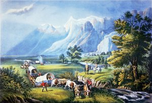 Auswanderer überqueren die Ebenen