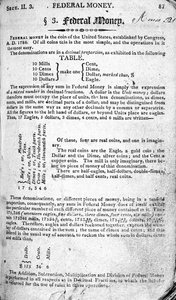 Bundesgeld, Seite aus The Scholars Arithmetic 6. Ausgabe, von Daniel Adams, veröffentlicht von N.H. Keene, 1810