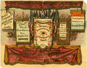 Für Gott und Heimat und Vaterland... Frauenchristliche Mäßigkeitsunion, Schlachtflaggen der Weißen Bänder Armee, 1885 von American School