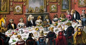 Formelles Abendessen für Hunde