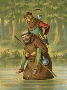 Bruder Tuck trägt Robin Hood über das Wasser