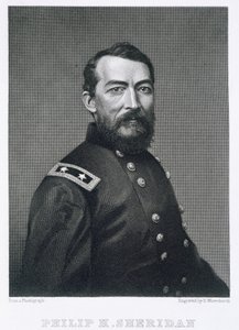 General Philip Sheridan, graviert nach einem Foto von Robert E. Whitechurch (1814-ca.1883) von American School
