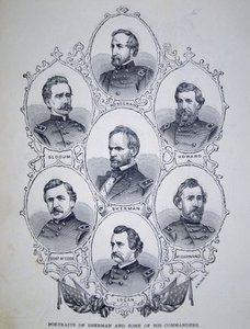 General William Tecumseh Sherman (1820-91) und einige seiner Kommandeure der Unionsarmee von American School